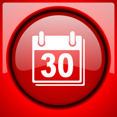 calendar red icon plastic glossy button