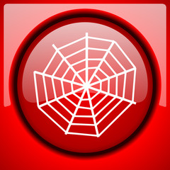 Naklejka premium spider web red icon plastic glossy button