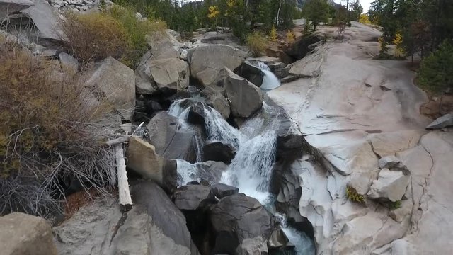 Aerial Drone footage of the Roaring Fork River In Colorado during the fall change of colors