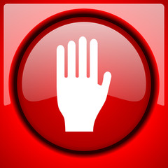 stop red icon plastic glossy button