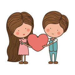 couple holding heart with striped hair vector illustration