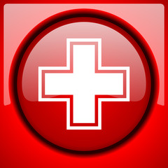 Obraz premium pharmacy red icon plastic glossy button