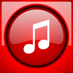 music red icon plastic glossy button