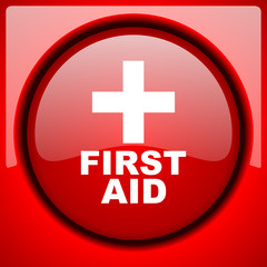 first aid red icon plastic glossy button