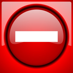 minus red icon plastic glossy button