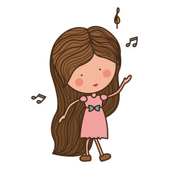 woman dancing with musical notes vector illustration