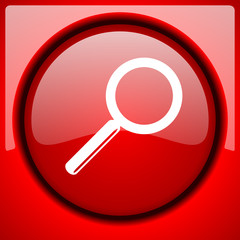 search red icon plastic glossy button