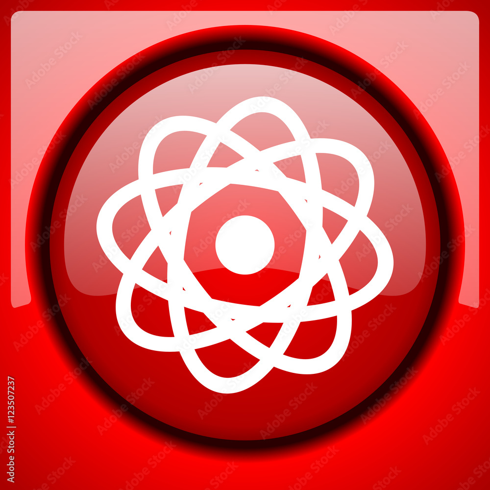 Aufkleber atom red icon plastic glossy button