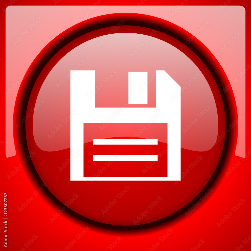 Aufkleber disk red icon plastic glossy button