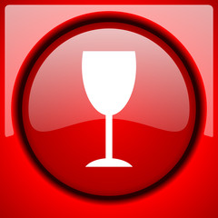 alcohol  red icon plastic glossy button