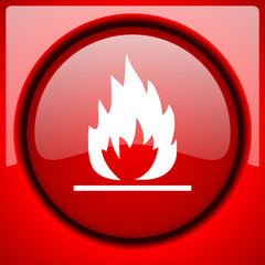 flame red icon plastic glossy button