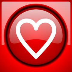 heart red icon plastic glossy button