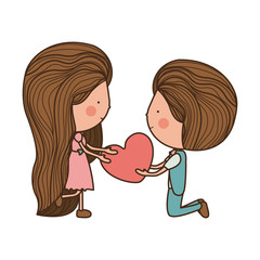 couple with heart in her hands vector illustration