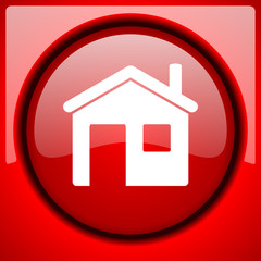 house red icon plastic glossy button