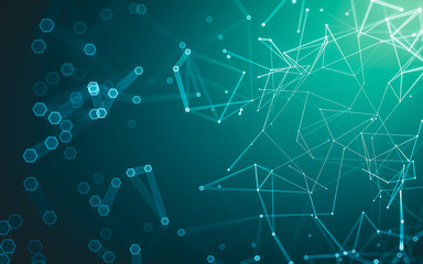 Abstract polygonal space low poly dark background, 3d rendering