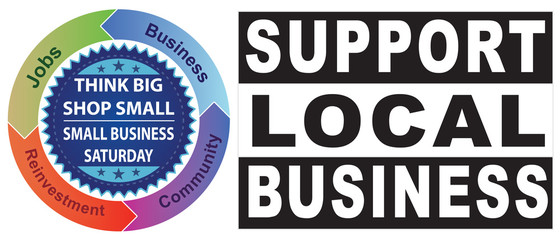 Small Business Saturday - Think Big Shop Small - Support Local Business (white)
