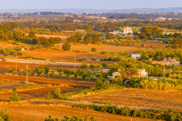 Fototapeta na wymiar cultivated fields in the Itria Valley in Puglia