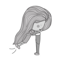portrait monochrome girl jumps and hugs a guy vector illustration
