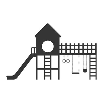 Playground With A Slide And Swings Vector Illustration