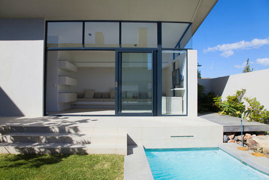 Swimming pool view to living room