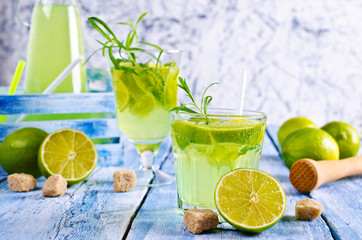 Drink of lime and tarragon