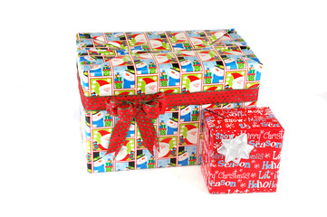 Christmas gift boxes isolated on white background