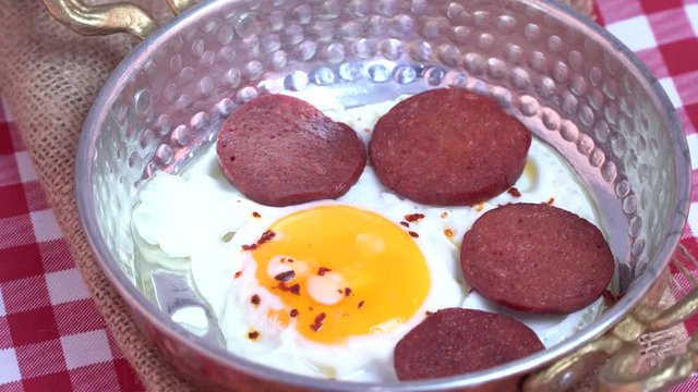 Turkish Sausage (sucuk) and egg