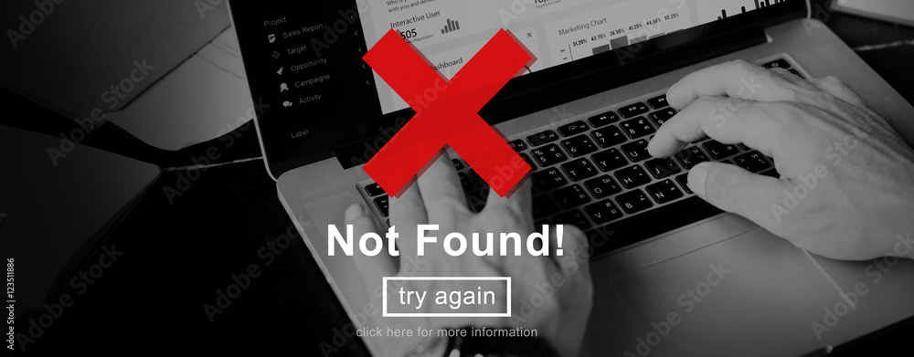 Poster not found error failure problems concept