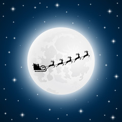 Obraz na płótnie Canvas Santa Claus goes to sled reindeer of the moon