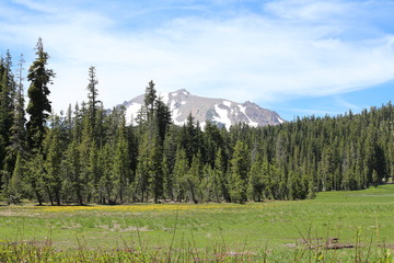 Lassen Peak With Blue Sky And Clouds