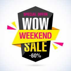 Wow Weekend Sale banner. Special offer, 60% off.