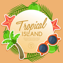 Tropical Island : Island Elements : Vector Illustration 