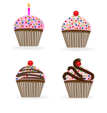 Cupcakes birthday anniversary logo vector design 