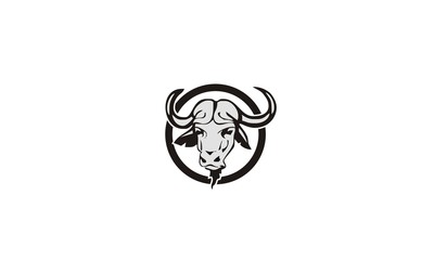 Stylized silhouette of a buffalo. Artistic creative idea. Animals logo design template. Vector illustration