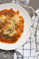 Ravioli with tomato sauce