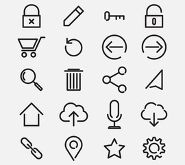 Thin Line Icons Set 20 Vector