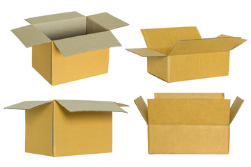 set of cardboard box isolated on white