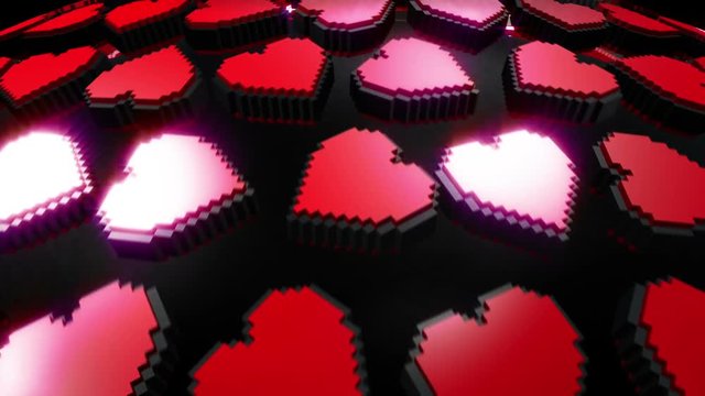 Grid of pixel hearts