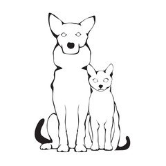Vector group of pets Dog and Cat corgi