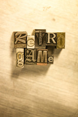 Retro game - Metal letterpress lettering sign