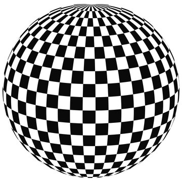 sphere with squares the ball with a square pattern on the convex surface, 3D vector illustration of angering print or website design
