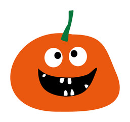 Simple flat style design Pumpkin isolated Halloween pumpkin icon Pumpkin icon vector Orange Pumpkin Smiling Pumpkin on a white background Pumpkin vector icon