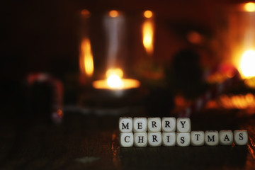 Fototapeta na wymiar xmas wood candle