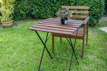 Wood chair and table