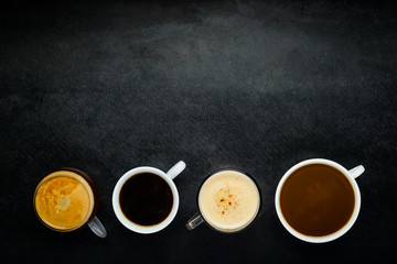 Different Coffee cups with Copy Space