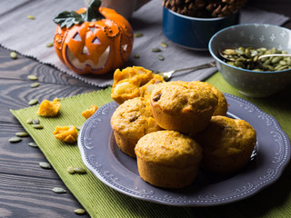 Pumpkin whole grain muffins