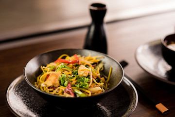 Mix noodles with Japanese miso soup