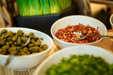 Spices in white bowl