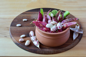 Red beans in a clay pot
