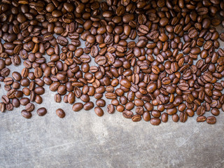 coffee beans On the cement floor